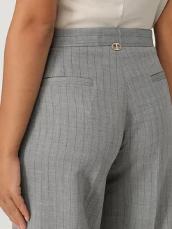 Pantalone Twinset in misto lana con stampa gessata