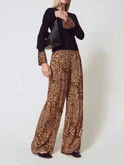 Pantalone Twinset in viscosa animalier