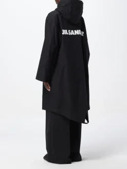 Parka lungo con cappuccio e logo Jil Sander