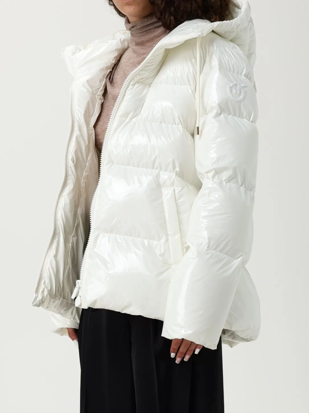 Piumino con cappuccio Pinko in nylon trapuntato