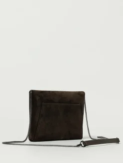 Pochette BC Duo Brunello Cucinelli in camoscio con tracolla monile