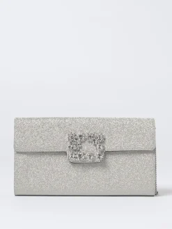 Pochette Efflorescence Roger Vivier in glitter con fibbia gioiello
