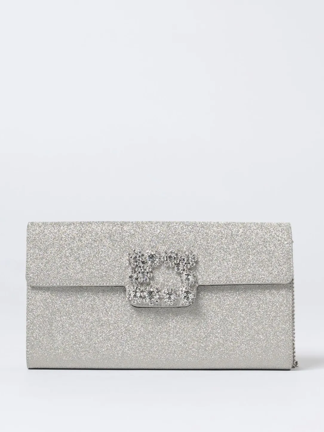 Pochette Efflorescence Roger Vivier in glitter con fibbia gioiello