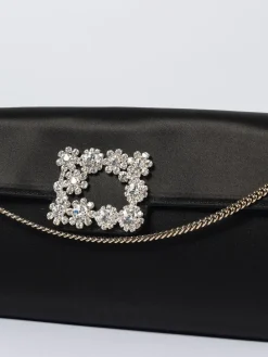 Pochette Efflorescence Roger Vivier in raso con fibbia gioiello
