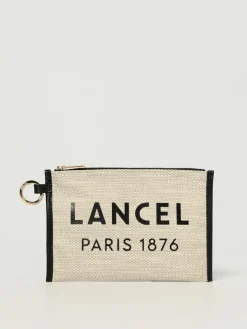 Pochette in iuta con logo Lancel