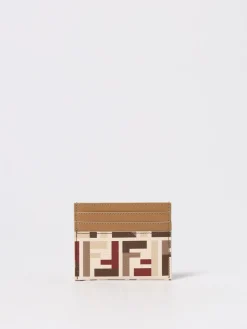 Porta carte di credito Baguette FF Fendi in pelle e cotone spalmato