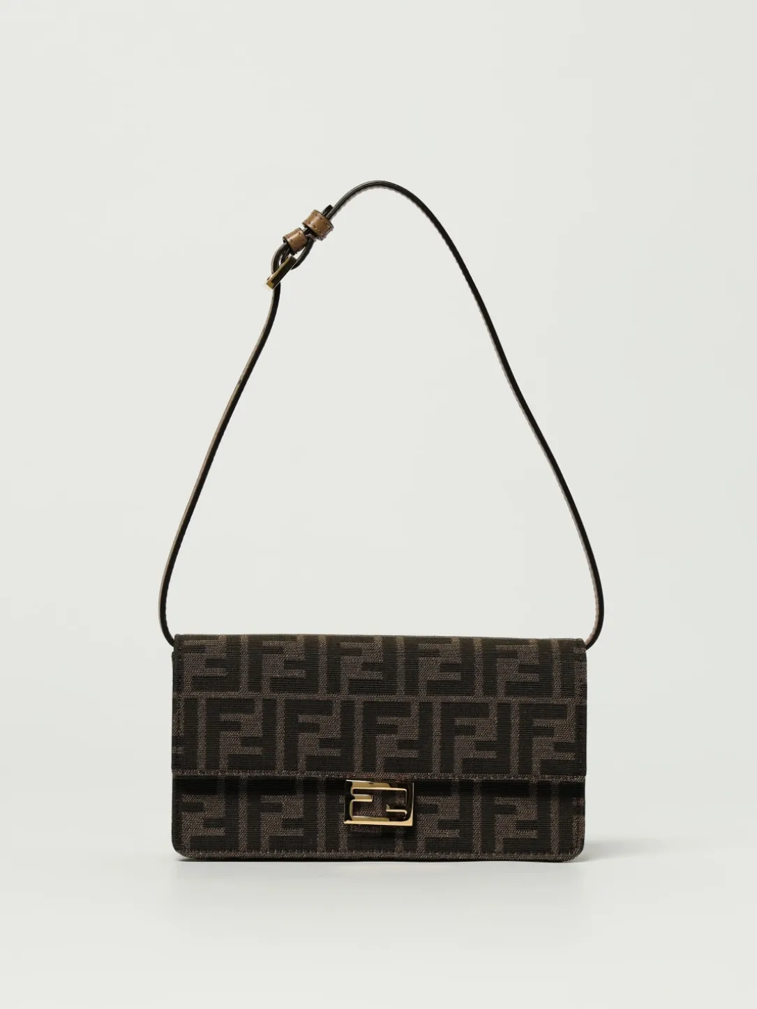 Portafoglio Baguette Fendi in misto cotone con monogram FF embossed