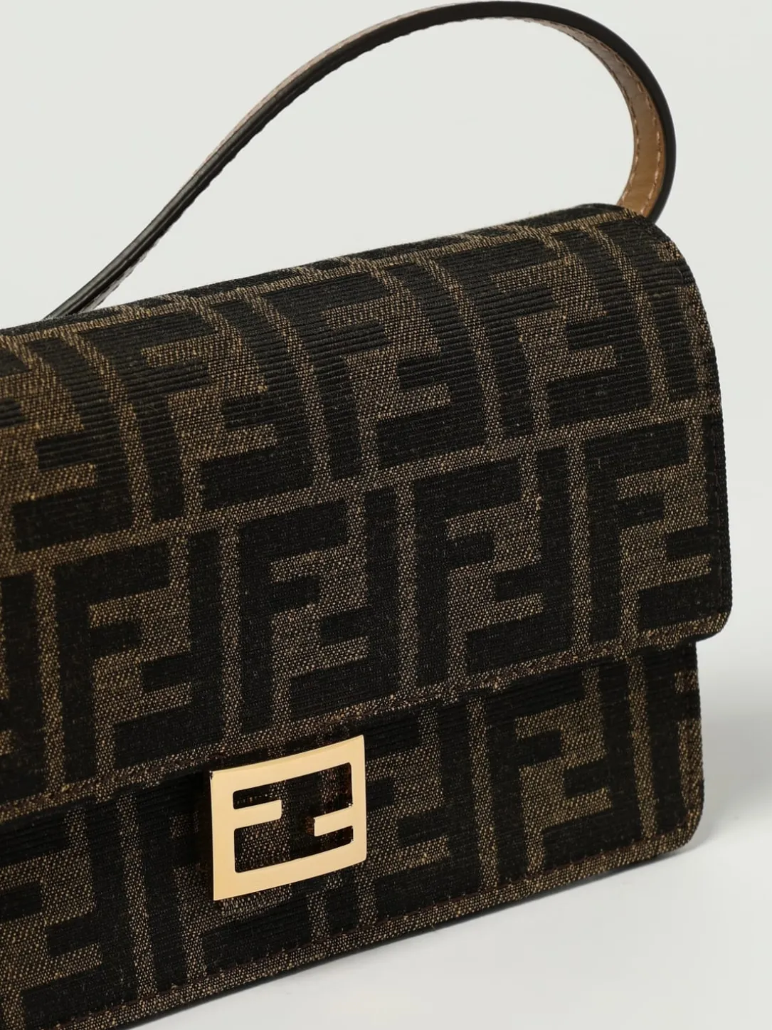 Portafoglio Baguette Fendi in misto cotone con monogram FF embossed