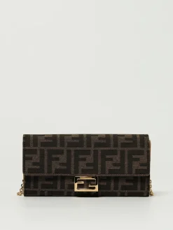 Portafoglio Baguette Fendi in misto cotone con monogram FF embossed