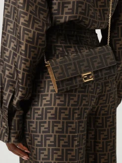Portafoglio Baguette Fendi in misto cotone con monogram FF embossed