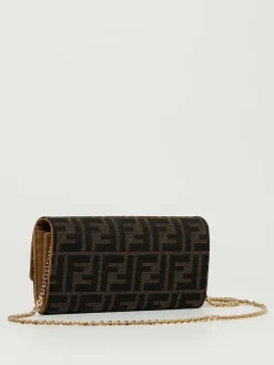 Portafoglio Baguette Fendi in misto cotone con monogram FF embossed