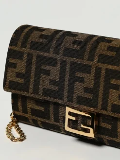 Portafoglio Baguette Fendi in misto cotone con monogram FF embossed