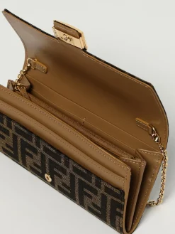 Portafoglio Baguette Fendi in misto cotone con monogram FF embossed