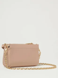 Pouch Quira Grain Secret Pon-Pon in pelle sintetica saffiano