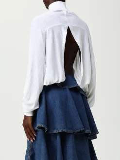 Pullover AlaÏa in maglia di lino con spacco