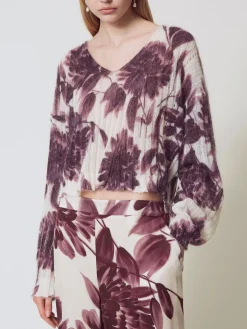 Pullover Twinset in misto lana con stampa floreale