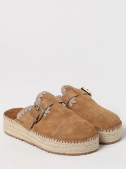 Sabot Jute Mou in camoscio con cuciture a contrasto