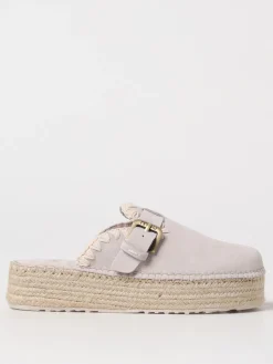 Sabot Jute Mou in camoscio con cuciture a contrasto