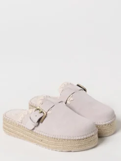 Sabot Jute Mou in camoscio con cuciture a contrasto