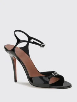 Sandalo Adut Amina Muaddi in vernice con fibbia gioiello