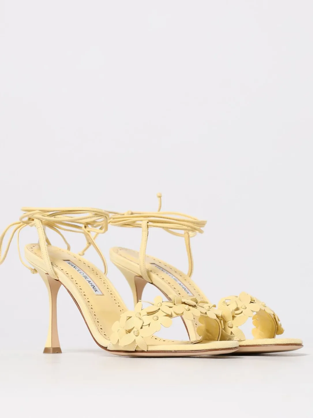 Sandalo Anista Manolo Blahnik in nappa con fiori