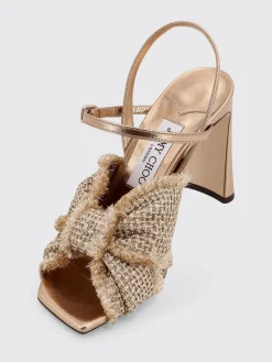 Sandalo Annika Jimmy Choo in rafia e pelle laminata