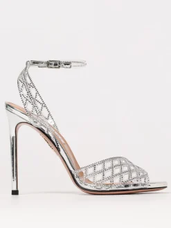 Sandalo Aquazzura in pvc traforato con strass all over