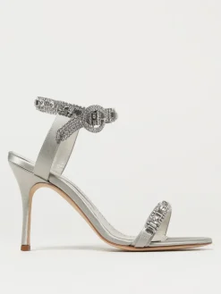 Sandalo Asasan Manolo Blahnik in raso con cristalli