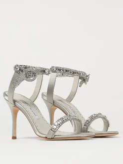 Sandalo Asasan Manolo Blahnik in raso con cristalli