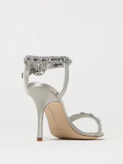 Sandalo Asasan Manolo Blahnik in raso con cristalli