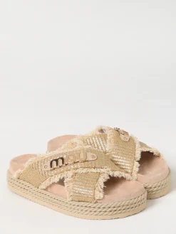 Sandalo Bounce Mou in rafia e cotone intrecciato con profili sfrangiati