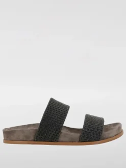 Sandalo Brunello Cucinelli in pelle con monile