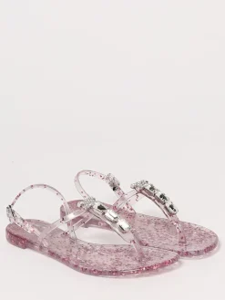 Sandalo Casadei in gomma glitter con strass applicati