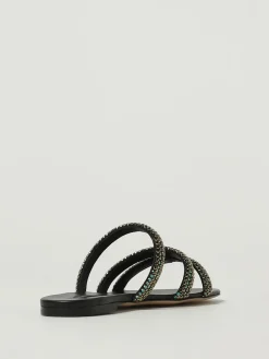 Sandalo Casadei in pelle con strass applicati