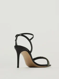 Sandalo Casadei in pelle con strass applicati