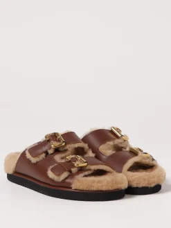 Sandalo Chloè in pelle e shearling