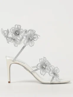 Sandalo Cleo Rene Caovilla in raso con fiori e strass