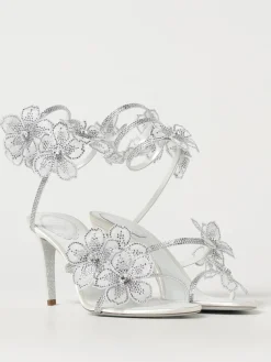 Sandalo Cleo Rene Caovilla in raso con fiori e strass
