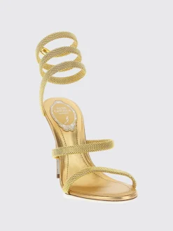 Sandalo Cleo Rene Caovilla in pelle laminata e maglia tubogas