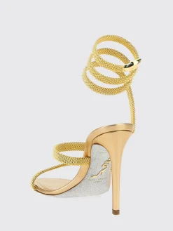 Sandalo Cleo Rene Caovilla in pelle laminata e maglia tubogas