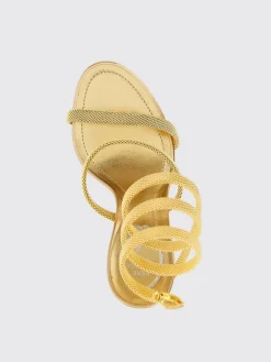 Sandalo Cleo Rene Caovilla in pelle laminata e maglia tubogas