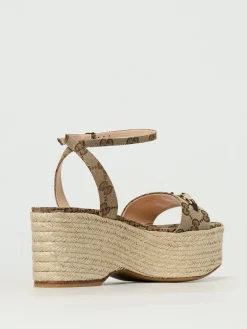 Sandalo con zeppa Gucci in misto cotone con monogram GG jacquard