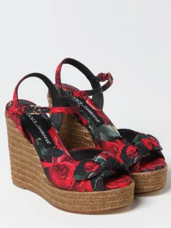 Sandalo con zeppa Lolita Dolce & Gabbana in viscosa con stampa floreale