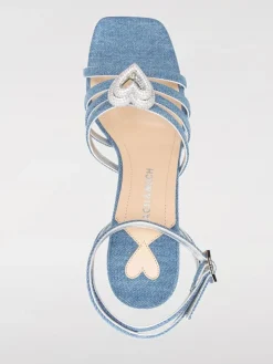 Sandalo con zeppa Mach&Mach in denim con cuori gioiello