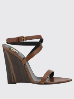 Sandalo con zeppa Saint Laurent in pelle