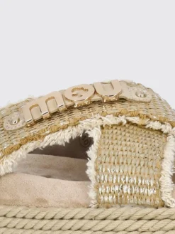 Sandalo Criss-Cross Mou in camoscio e rafia lurex