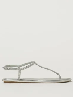 Sandalo Diana Rene Caovilla in raso e pelle con strass all over