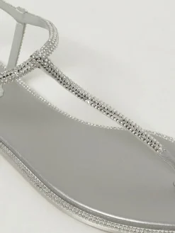 Sandalo Diana Rene Caovilla in raso e pelle con strass all over