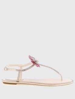 Sandalo Fairy Rene Caovilla in raso e pelle con strass all over