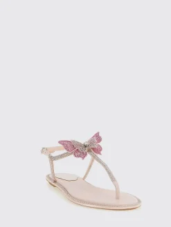 Sandalo Fairy Rene Caovilla in raso e pelle con strass all over